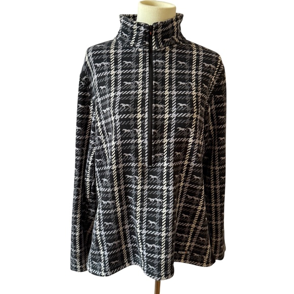 KERRITS KIDS MUZZLE NUZZLE PRINT 1/2 ZIP FLEECE TOP PONY EQUESTRIAN PLUSH WARM L - Picture 1 of 12